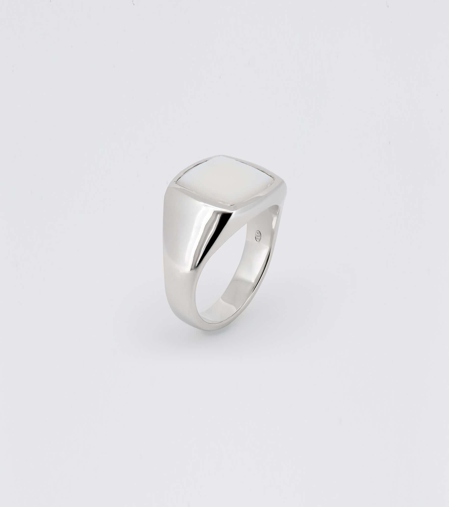 Large Beveled Mother of Pearl Signet Ring - Sar Jewellery
