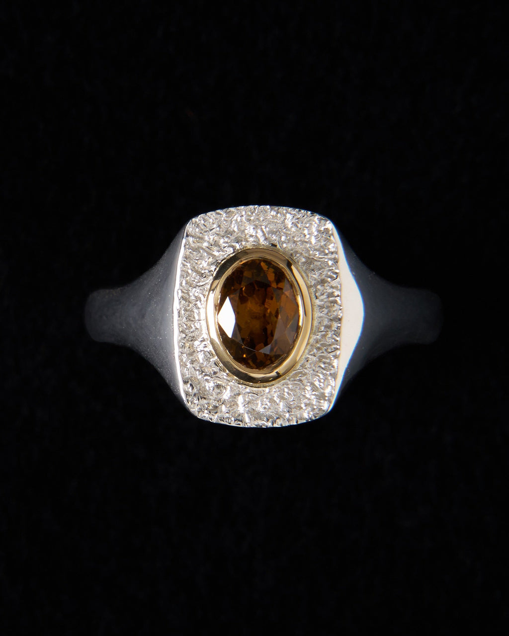 006 - RETICULATED SPHENE SILVER AND 18K GOLD RING - Sar Jewellery