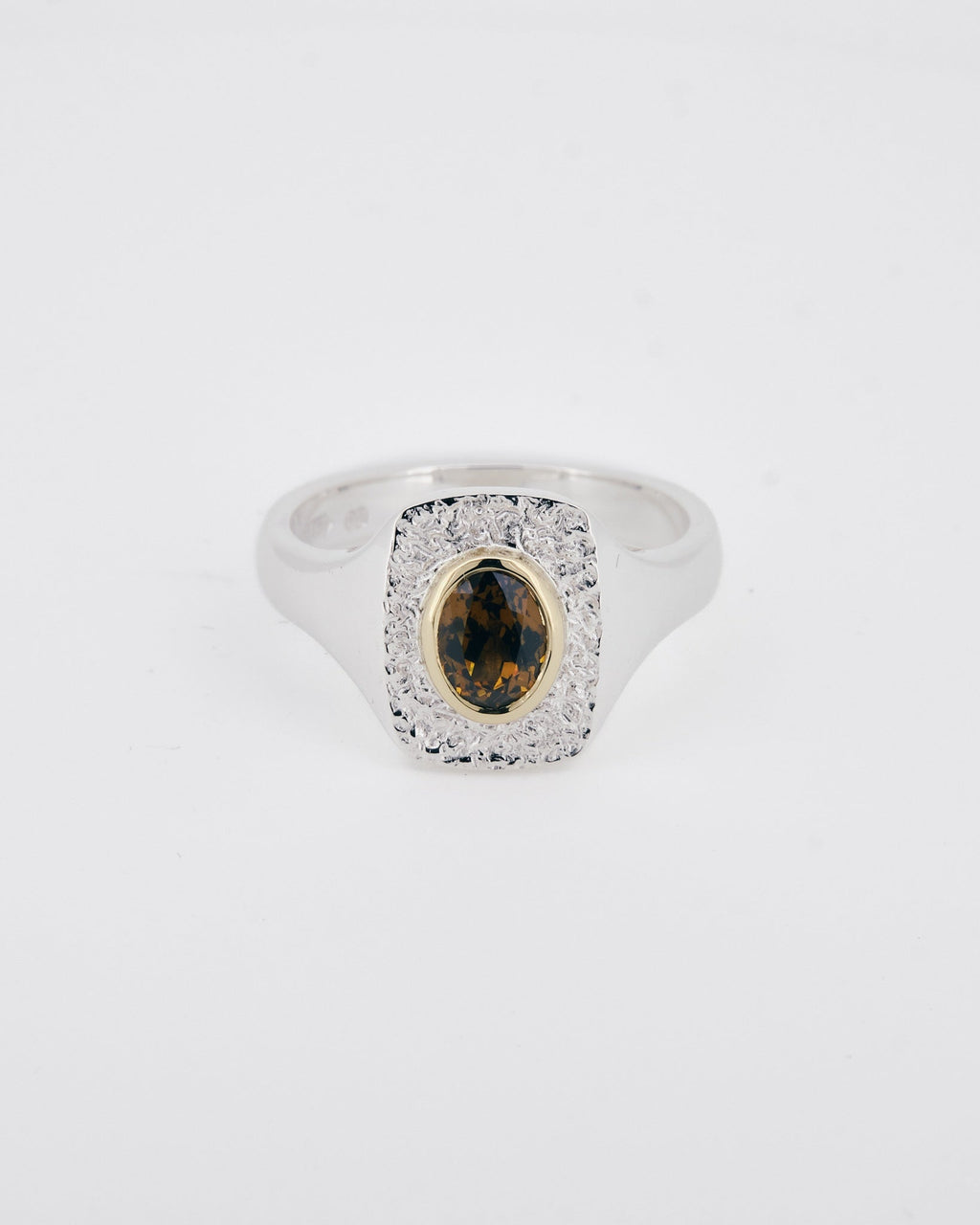 006 - RETICULATED SPHENE SILVER AND 18K GOLD RING - Sar Jewellery