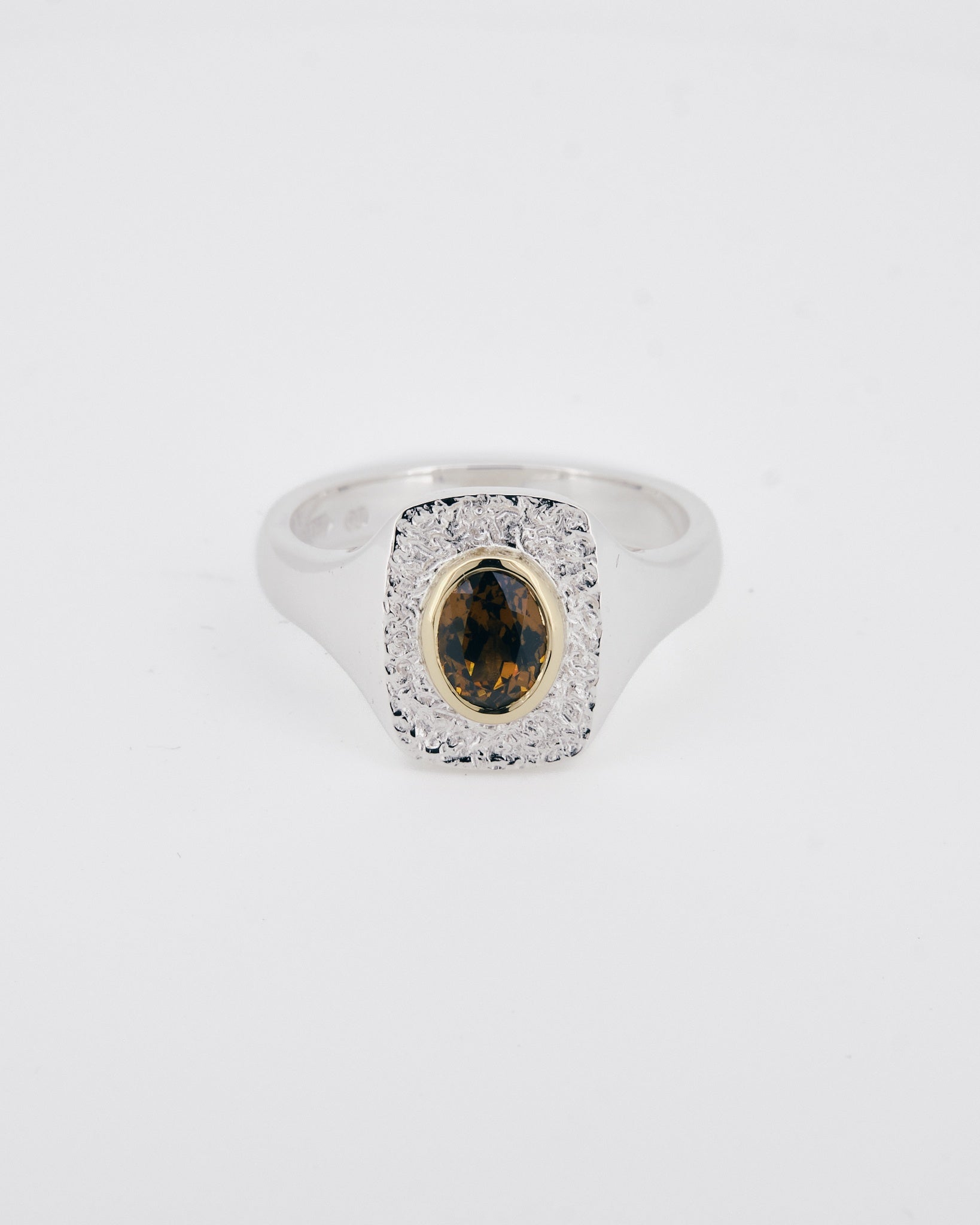 006 - RETICULATED SPHENE SILVER AND 18K GOLD RING - Sar Jewellery