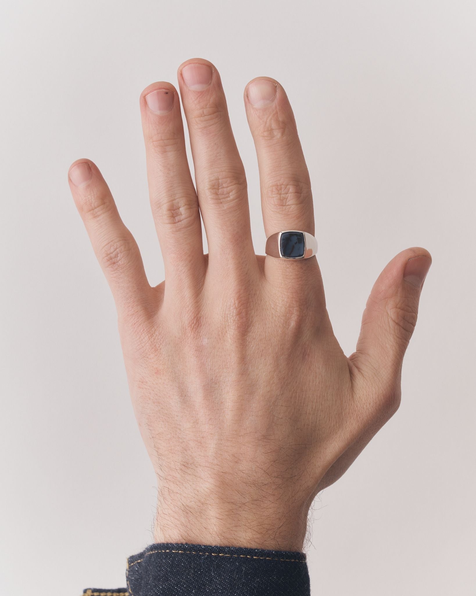 007 - DENDRITIC AGATE SILVER CUSHION RING - Sar Jewellery