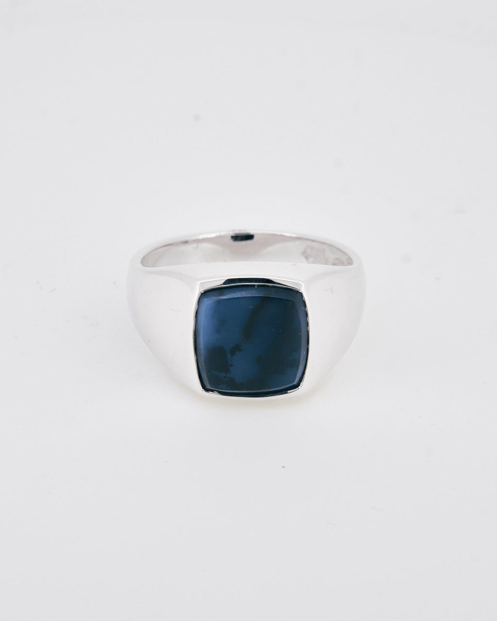 007 - DENDRITIC AGATE SILVER CUSHION RING - Sar Jewellery