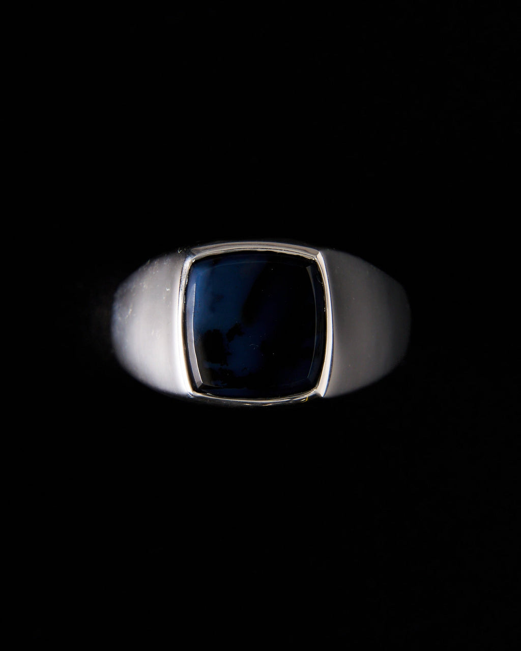 007 - DENDRITIC AGATE SILVER CUSHION RING - Sar Jewellery