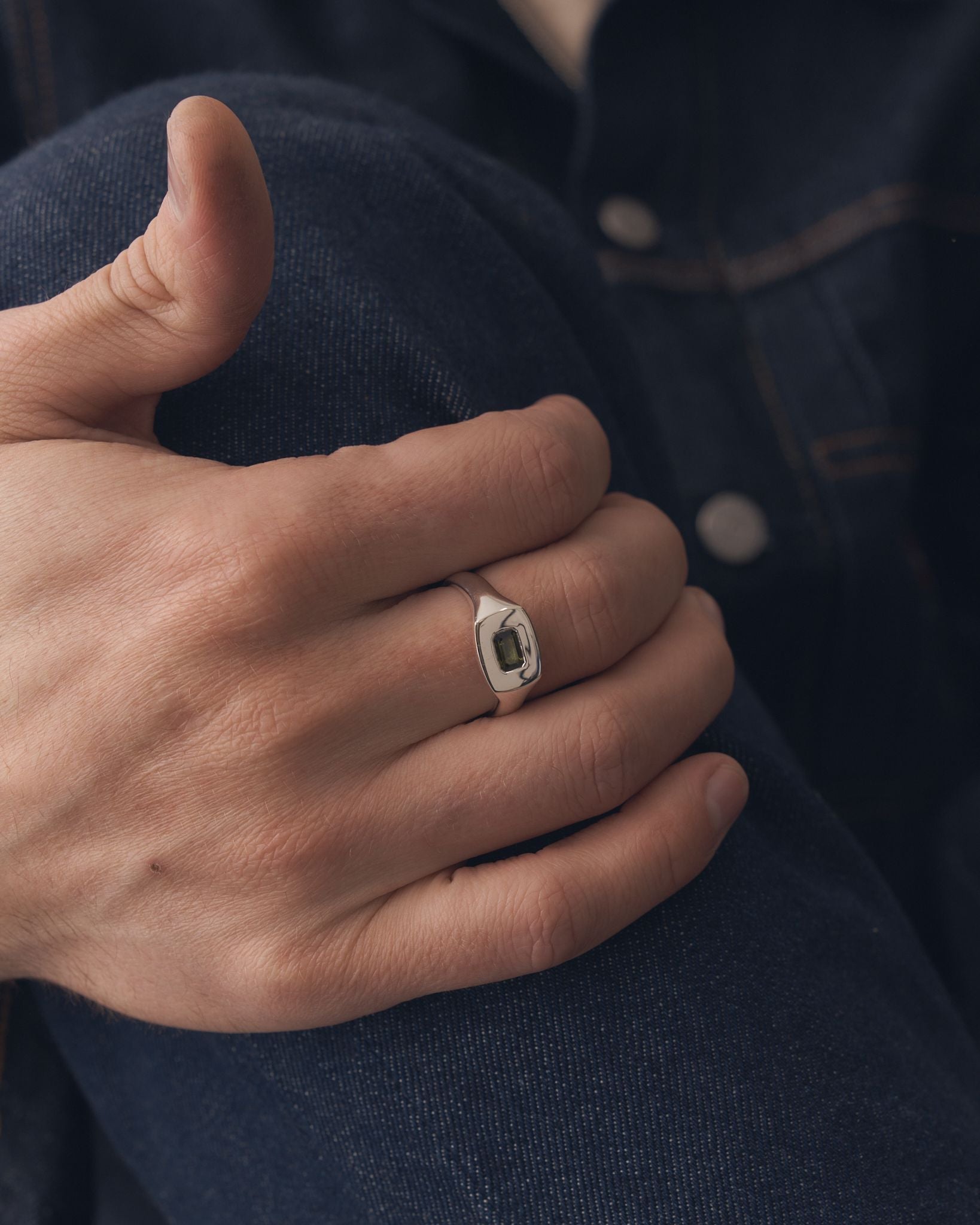 011 - FOREST 0.65CT GREEN TOURMALINE SILVER RING - Sar Jewellery