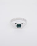 012 - WINDOW 0.6CT GREEN TOURMALINE SILVER RING - Sar Jewellery