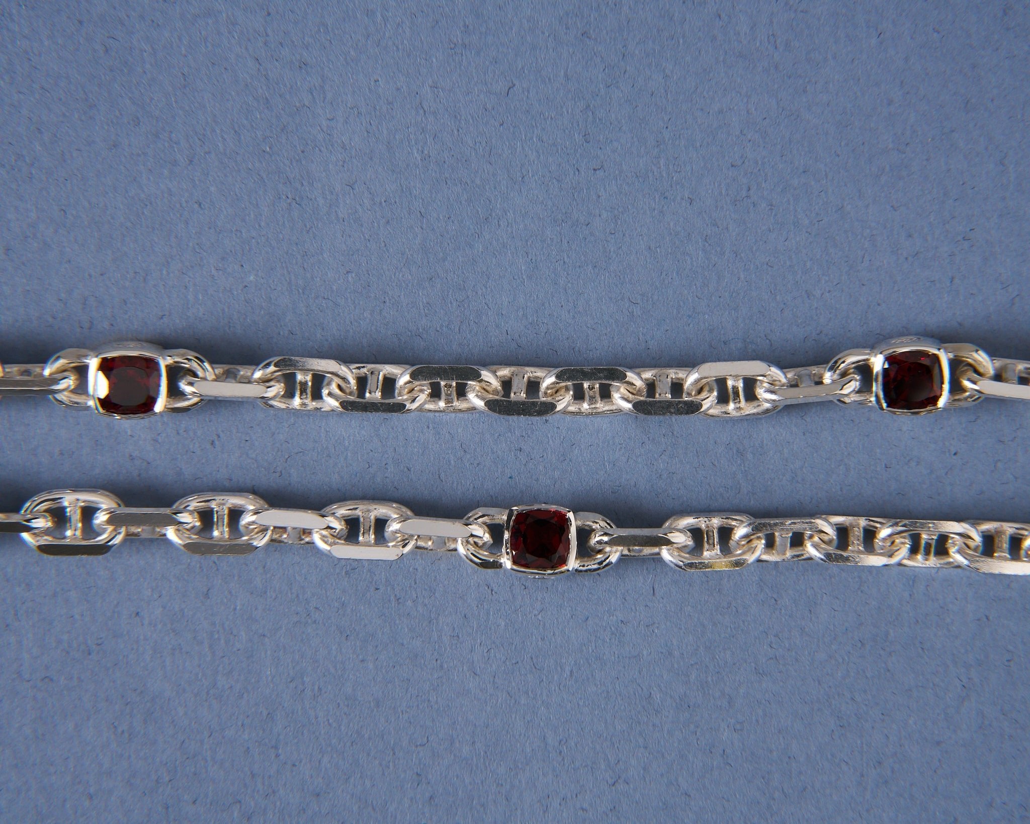 018 – STERLING SILVER MARINER CHAIN WITH 4.55ct GARNETS - Sar Jewellery