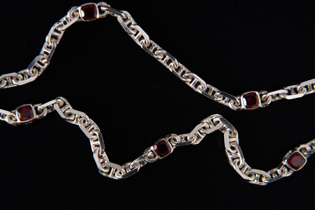 018 – STERLING SILVER MARINER CHAIN WITH 4.55ct GARNETS - Sar Jewellery