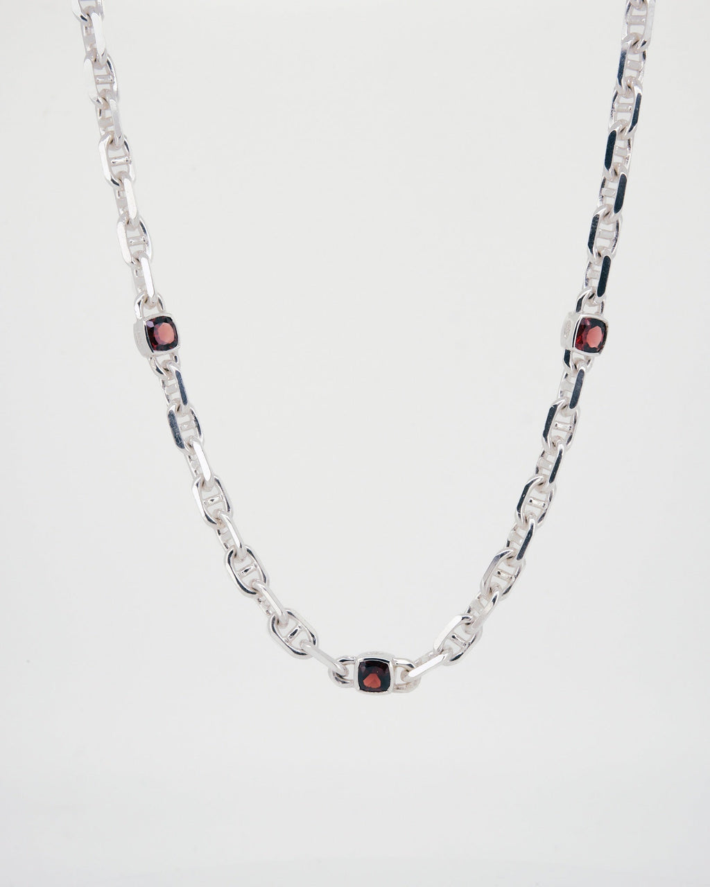 018 – STERLING SILVER MARINER CHAIN WITH 4.55ct GARNETS - Sar Jewellery