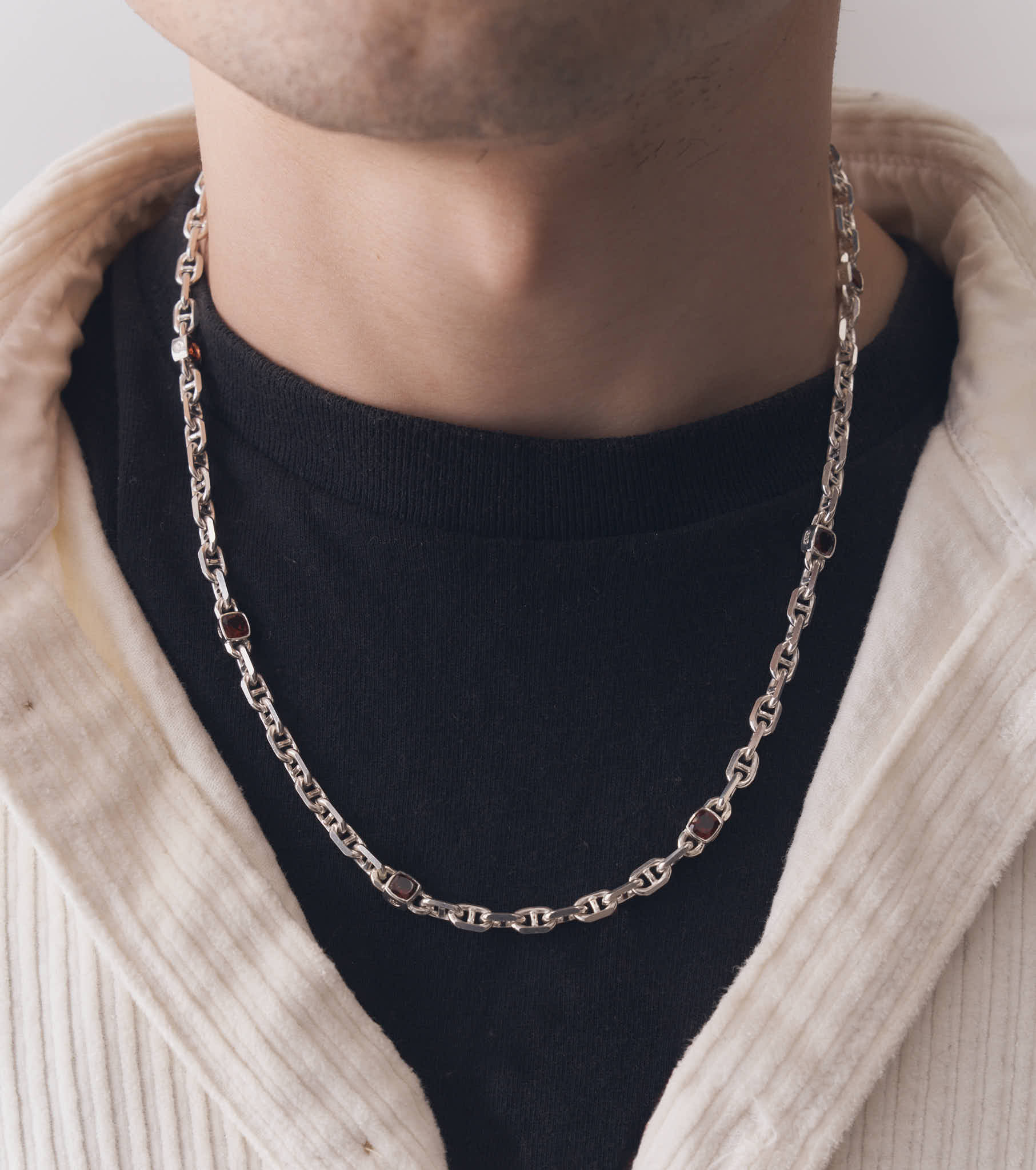 018 – STERLING SILVER NECKLACE WITH 4.55ct GARNETS - Sar Jewellery