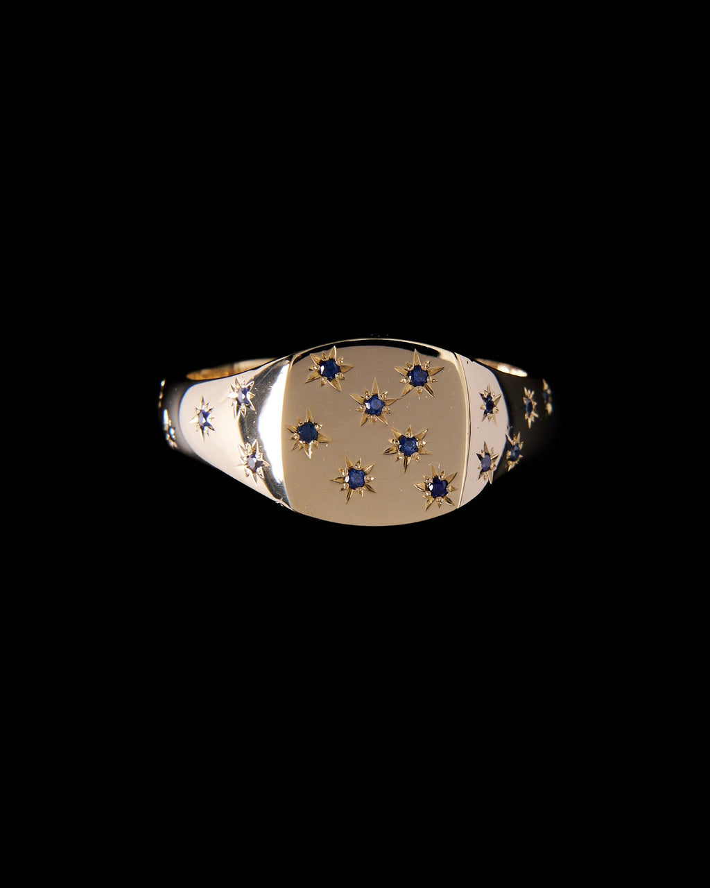 021 - STARRY NIGHT 9K YELLOW GOLD AND 1.2ct AUSTRALIAN SAPHIRE SIGNET RING - Sar Jewellery
