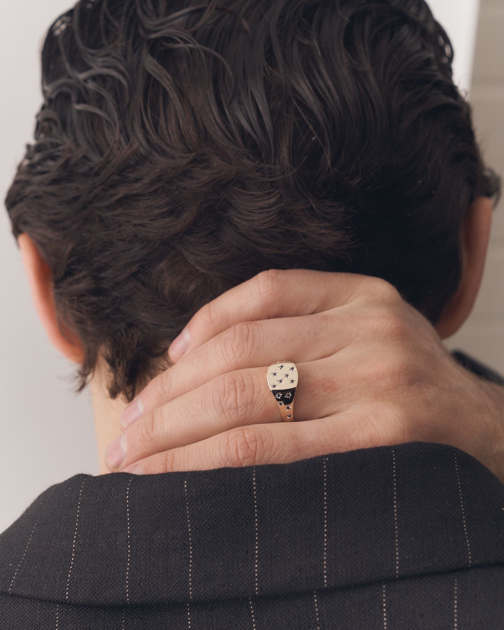 021 - STARRY NIGHT 9K YELLOW GOLD AND 1.2ct AUSTRALIAN SAPHIRE SIGNET RING - Sar Jewellery