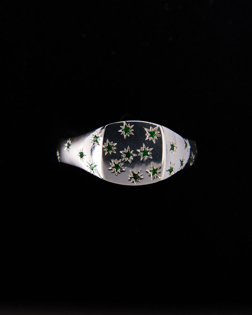 022 - FOREST NIGHT 925 STERLING SILVER AND 1.2ct TSAVORITE GARNET SIGNET RING - Sar Jewellery