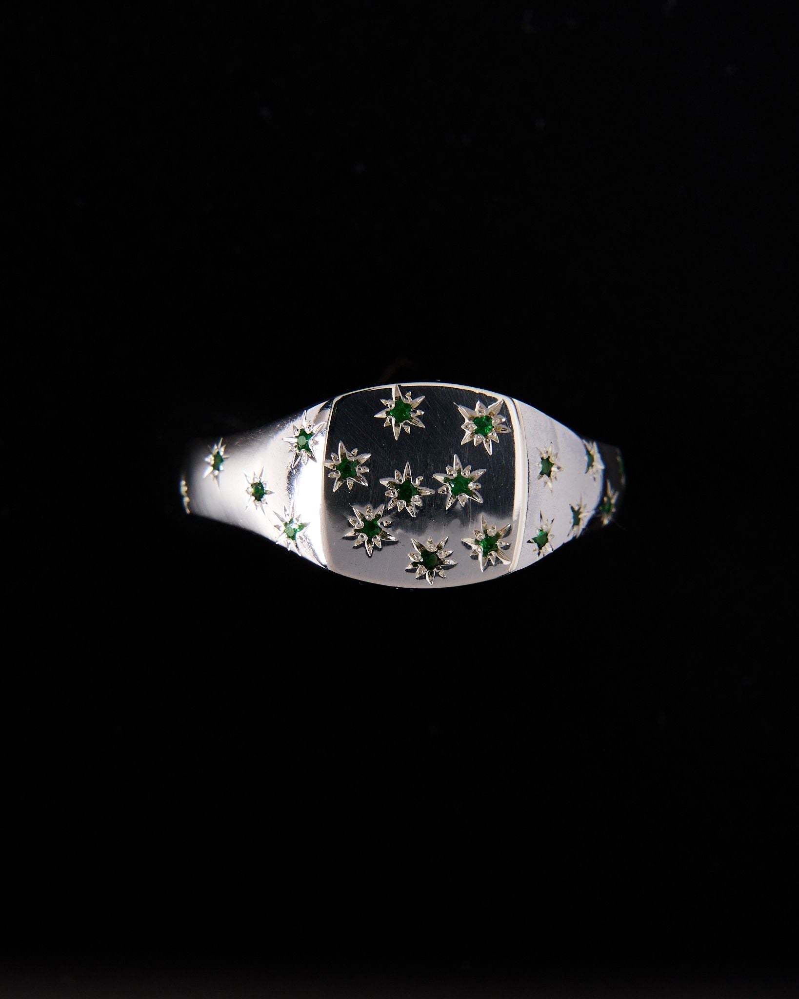 022 - FOREST NIGHT 925 STERLING SILVER AND 1.2ct TSAVORITE GARNET SIGNET RING - Sar Jewellery