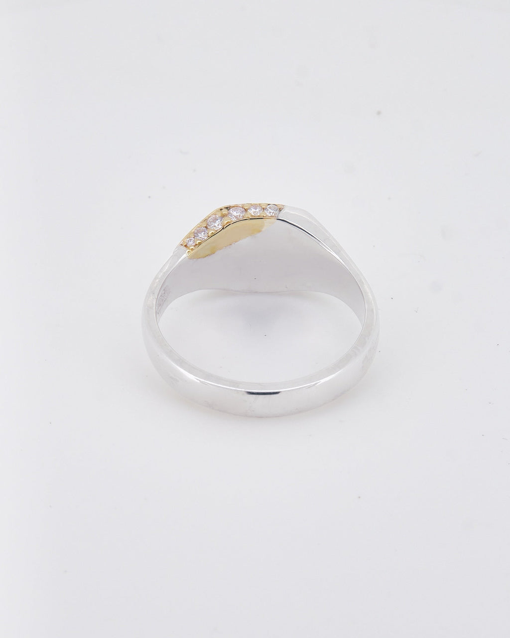 023 – INLAY STERLING SILVER, 18K GOLD AND 0.35ct WHITE DIAMOND SIGNET RING - Sar Jewellery