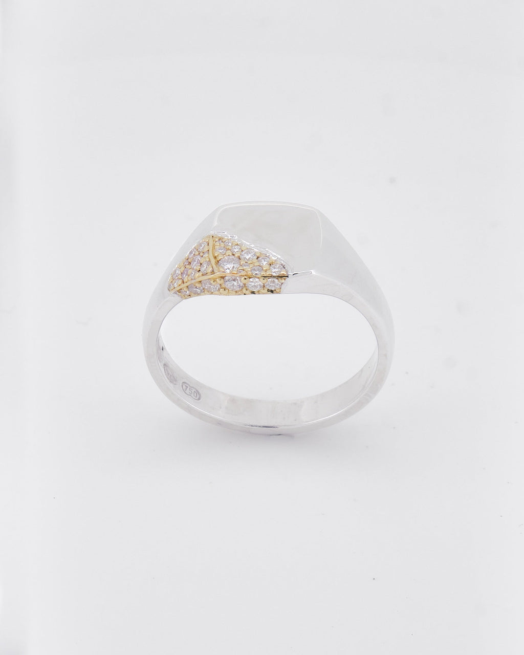 023 – INLAY STERLING SILVER, 18K GOLD AND 0.35ct WHITE DIAMOND SIGNET RING - Sar Jewellery