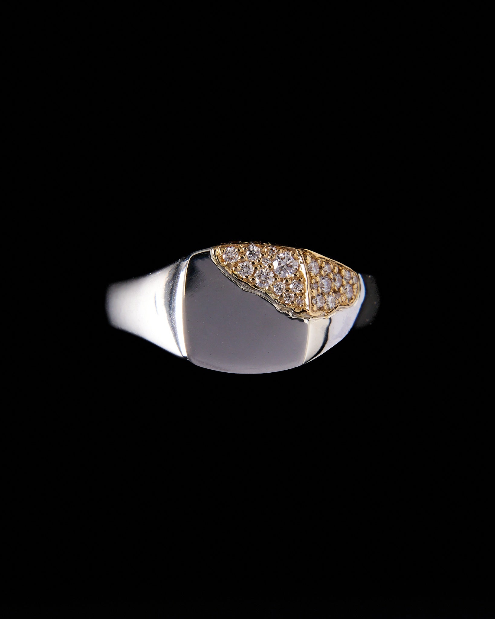 023 – INLAY STERLING SILVER, 18K GOLD AND 0.35ct WHITE DIAMOND SIGNET RING - Sar Jewellery