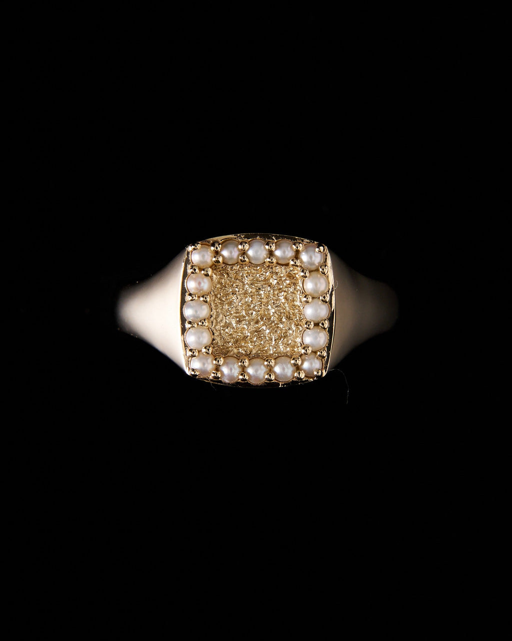 027 – HALO 9K YELLOW GOLD AND PEARLS SIGNET RING - Sar Jewellery