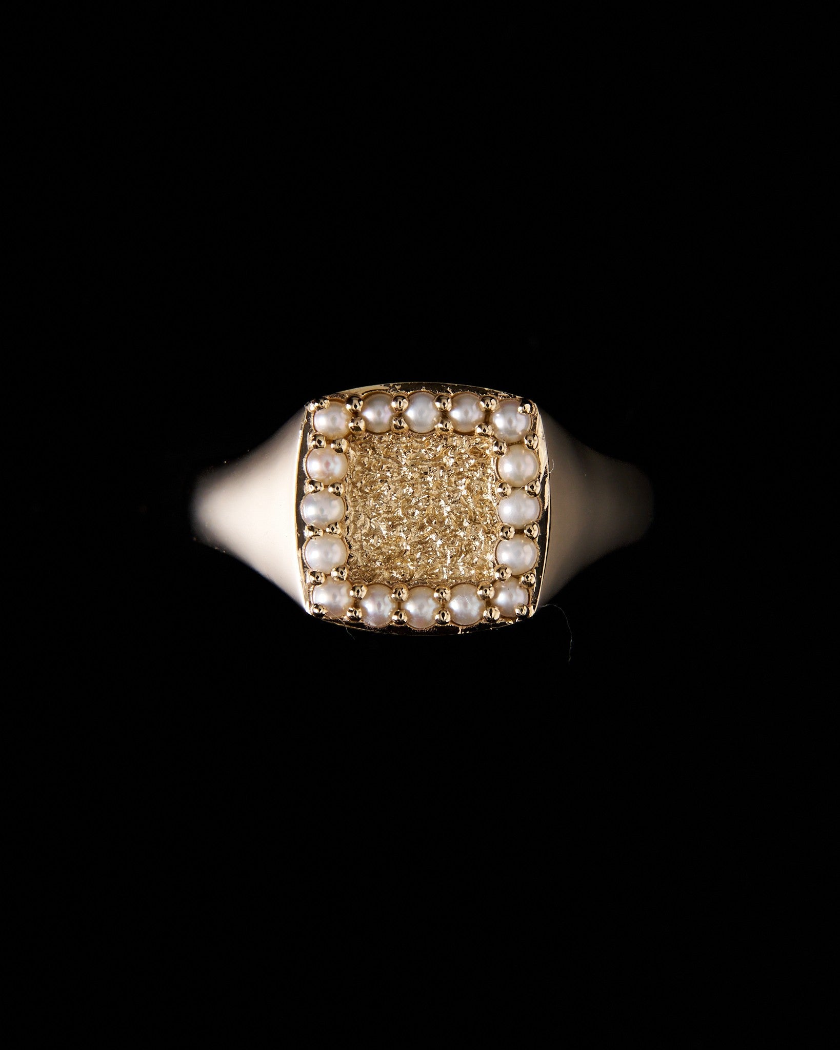 027 – HALO 9K YELLOW GOLD AND PEARLS SIGNET RING - Sar Jewellery