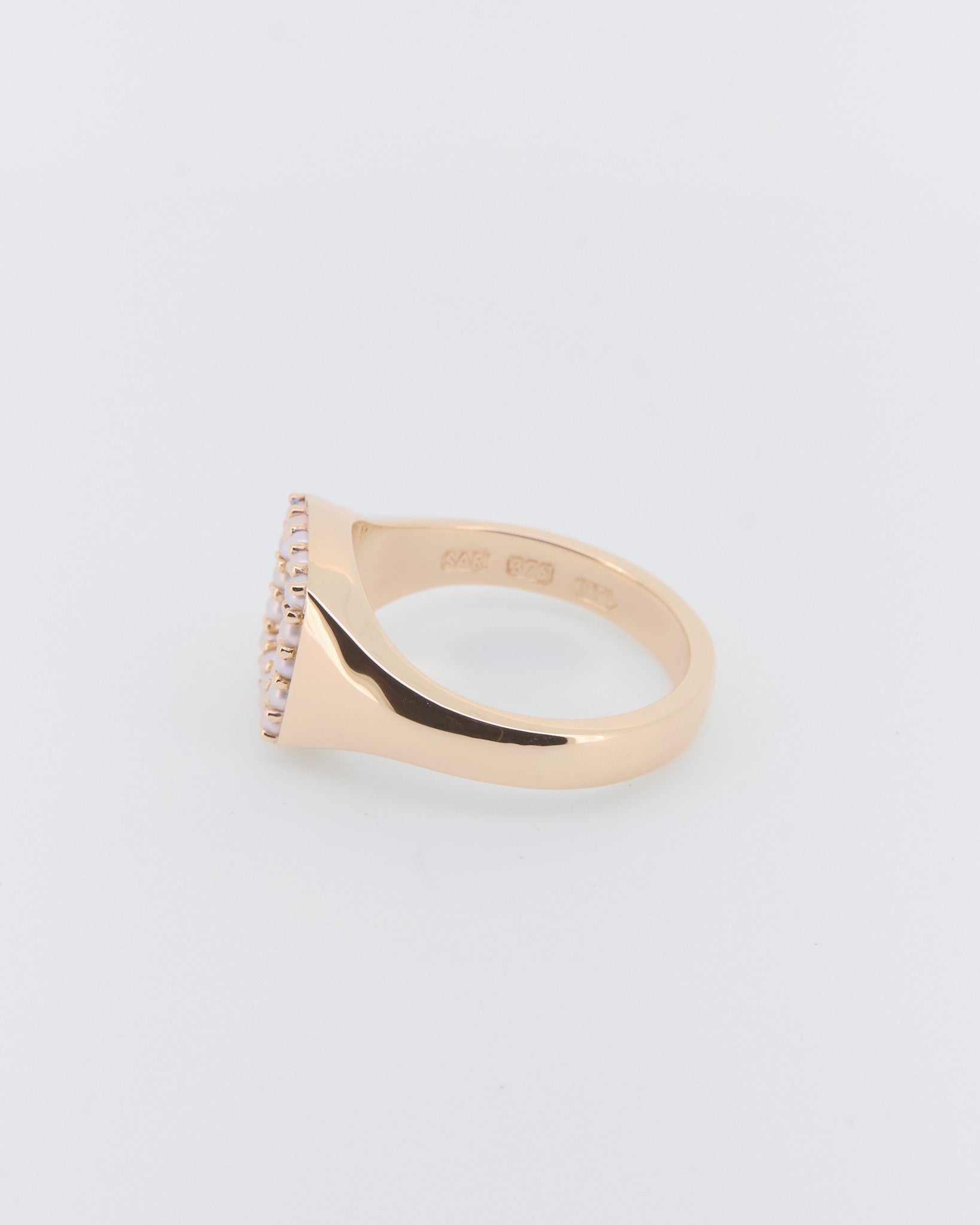 027 – HALO 9K YELLOW GOLD AND PEARLS SIGNET RING - Sar Jewellery