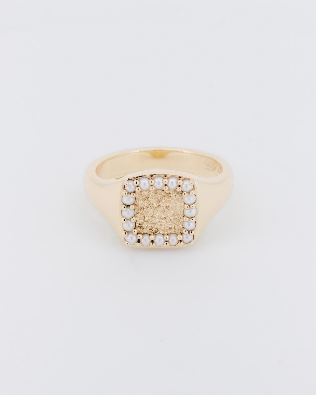027 – HALO 9K YELLOW GOLD AND PEARLS SIGNET RING - Sar Jewellery