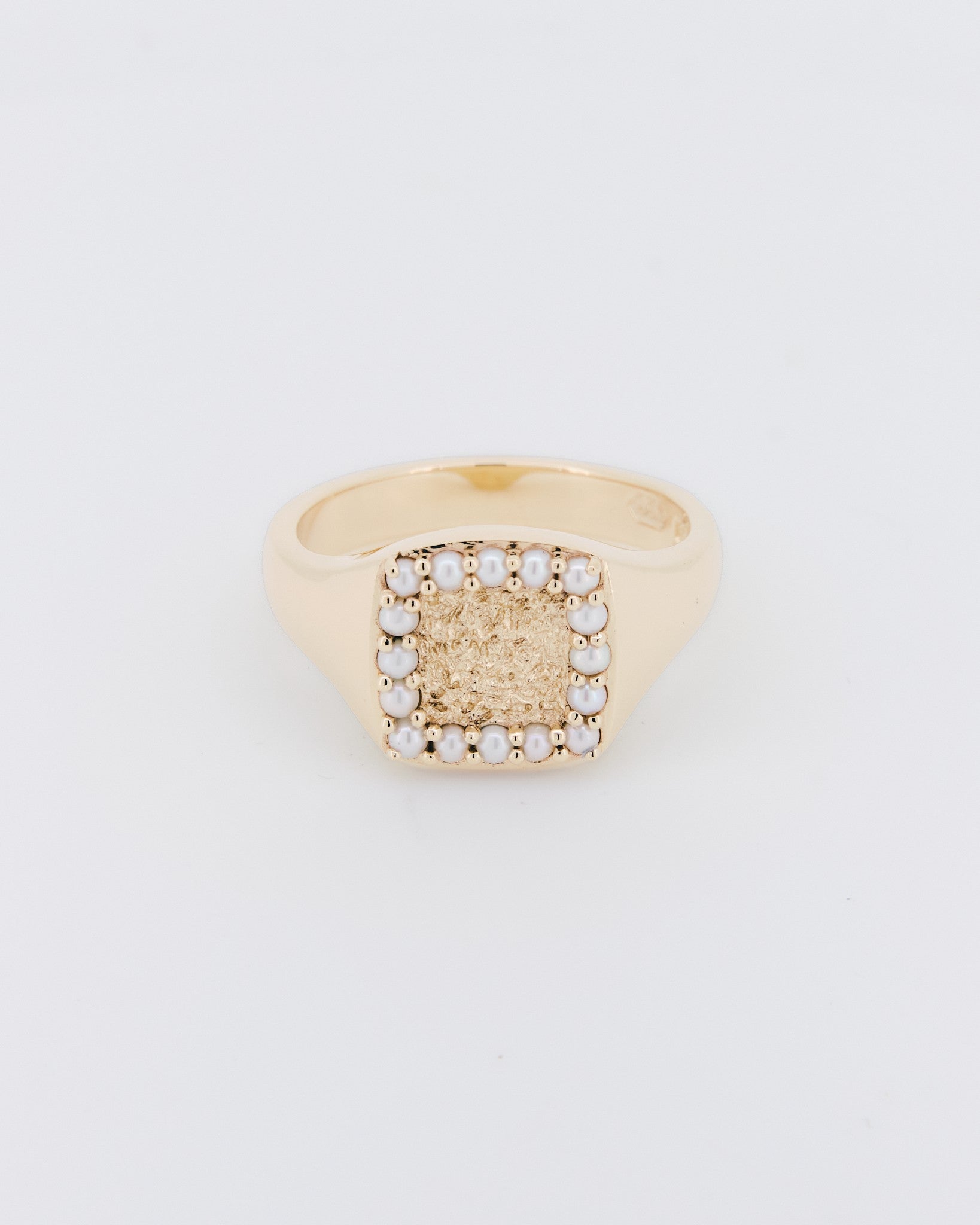027 – HALO 9K YELLOW GOLD AND PEARLS SIGNET RING - Sar Jewellery