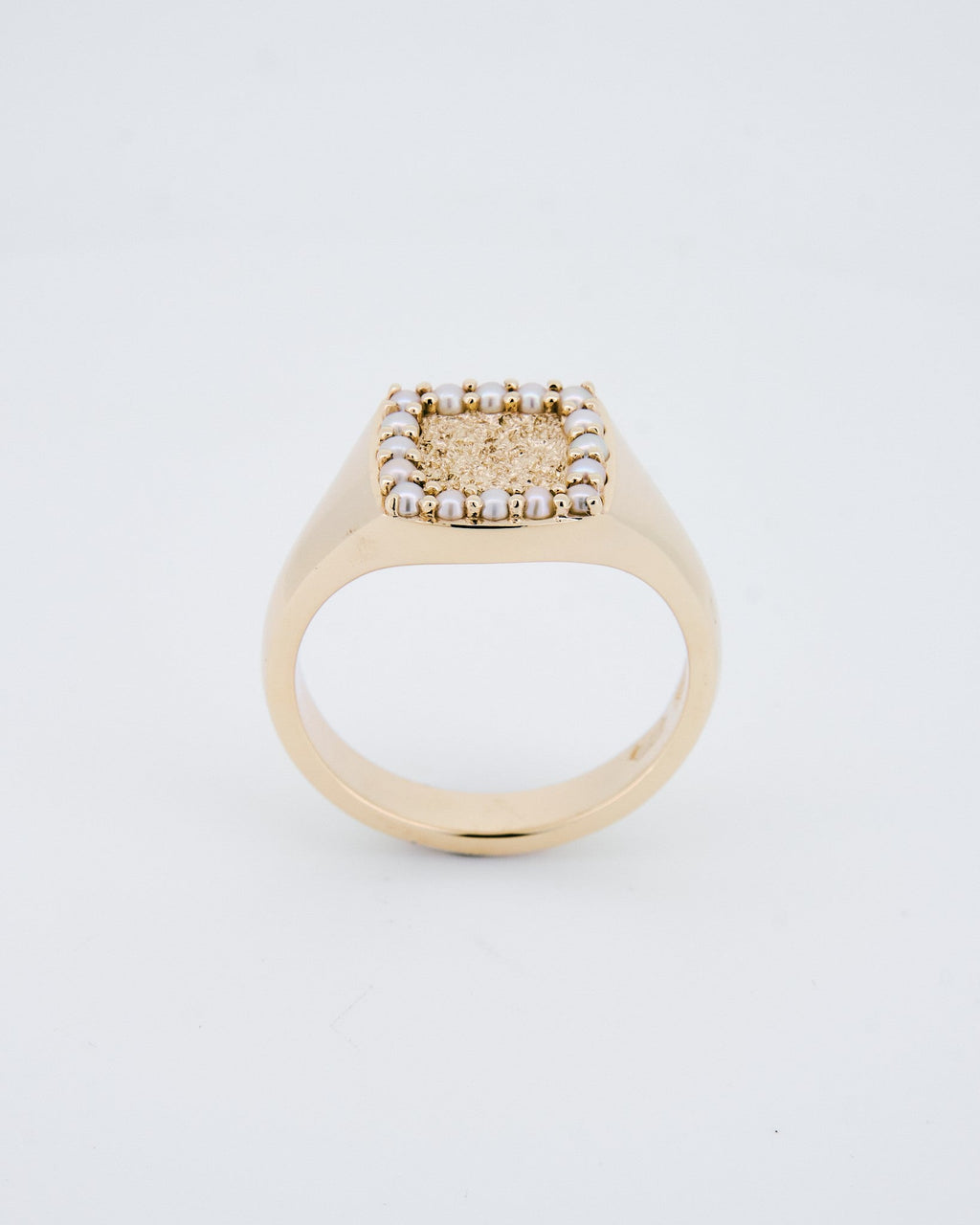 027 – HALO 9K YELLOW GOLD AND PEARLS SIGNET RING - Sar Jewellery