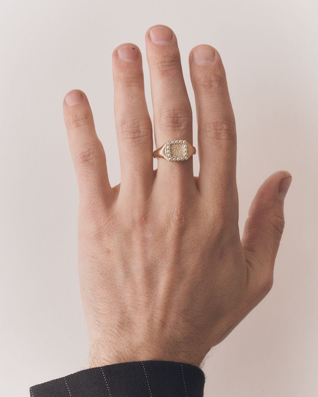 027 – HALO 9K YELLOW GOLD AND PEARLS SIGNET RING - Sar Jewellery