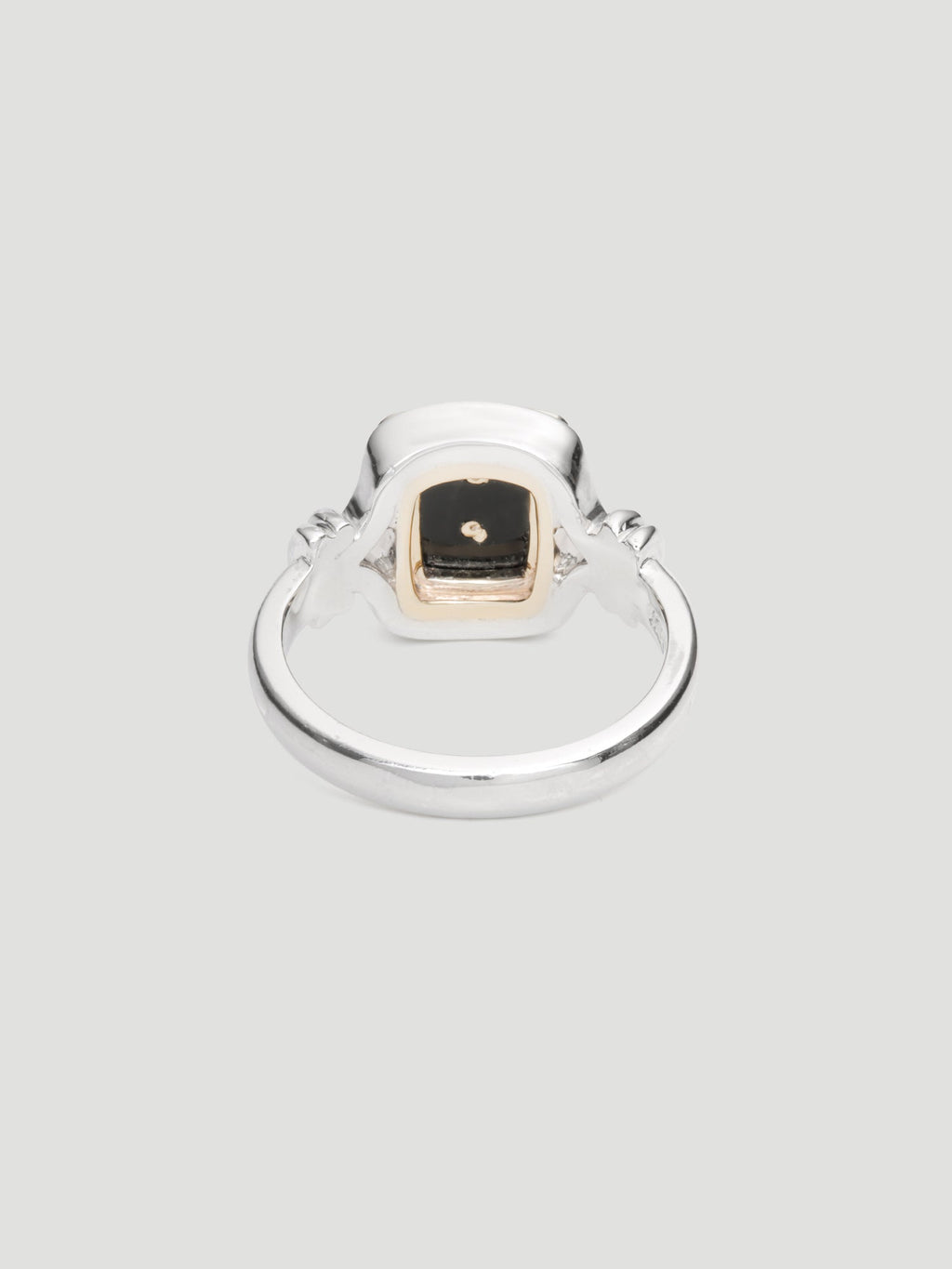029 - "NOIR" BLACK ONYX 9.25 STERLING SILVER AND 9K GOLD SIGNET RING - Sar Jewellery
