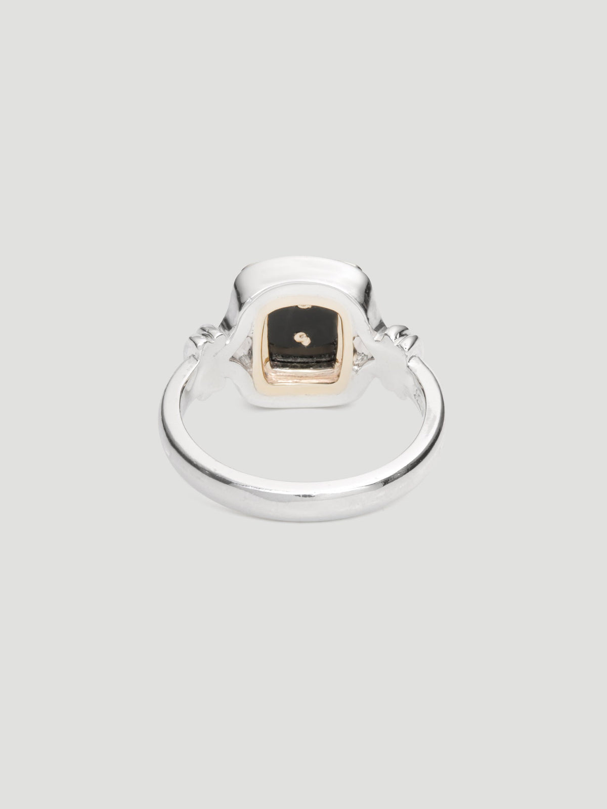 029 - "NOIR" BLACK ONYX 9.25 STERLING SILVER AND 9K GOLD SIGNET RING - Sar Jewellery