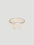 031 Snow signet in 9kt yellow gold pave set with white diamonds, one of one