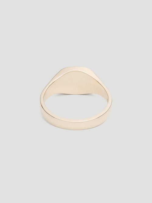 031 Snow signet in 9kt yellow gold pave set with white diamonds, one of one