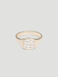 031 - "SNOW" WHITE DIAMOND 9K YELLOW GOLD SIGNET RING
