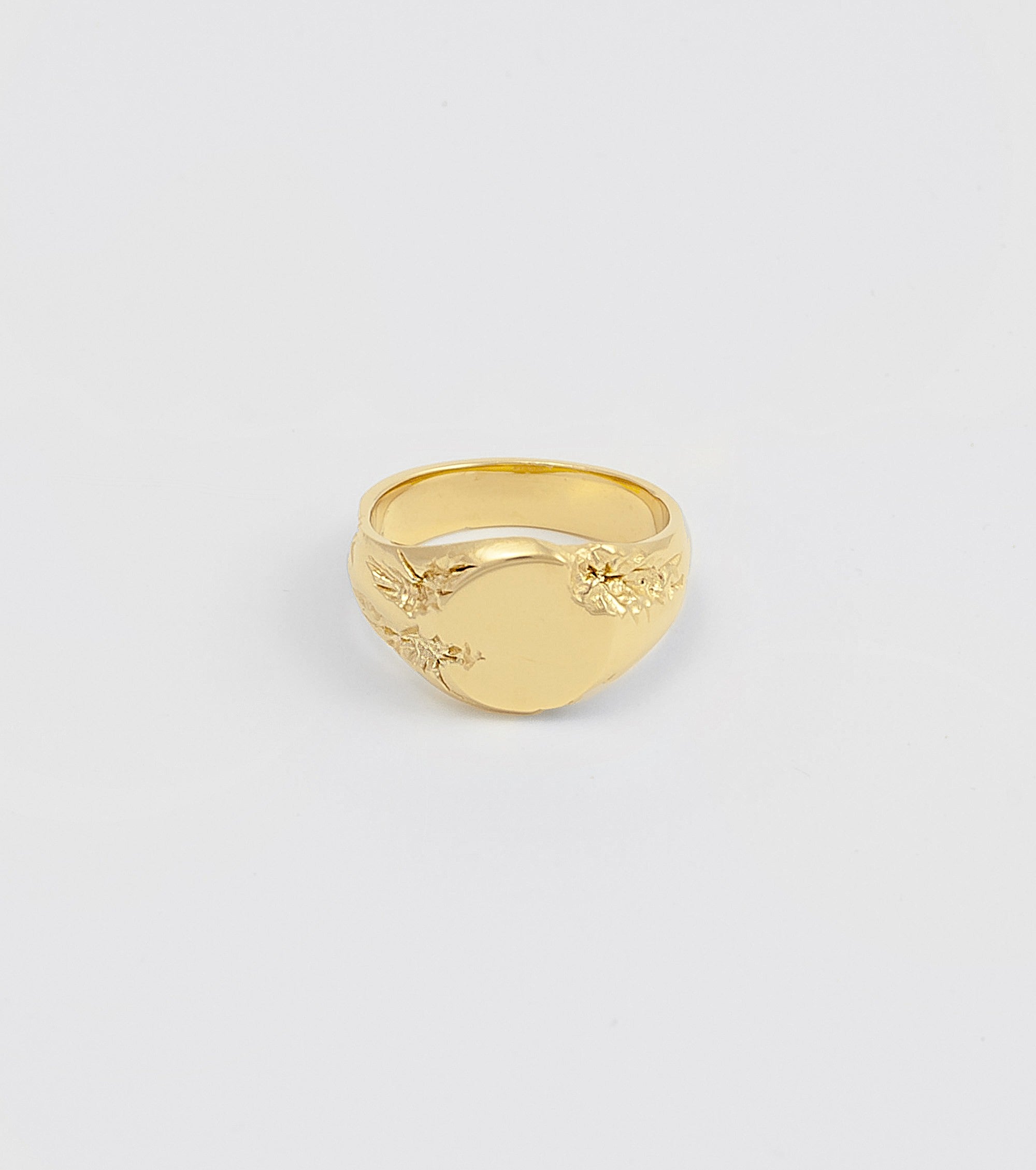 Custom Block round signet in solid 9kt yellow gold - Sar Jewellery