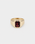 Custom octagon 9kt signet with red Garnet - Sar Jewellery
