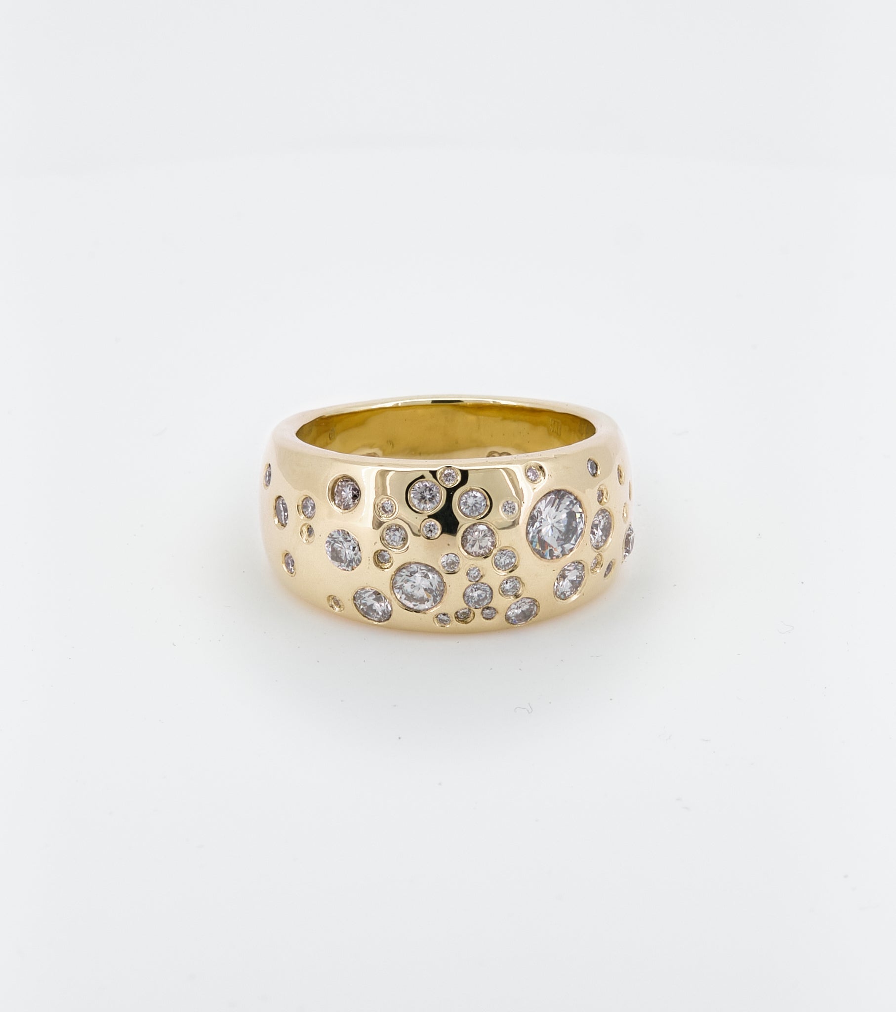 Half round band made in 14k yellow gold with white Diamonds - Sar Jewellery