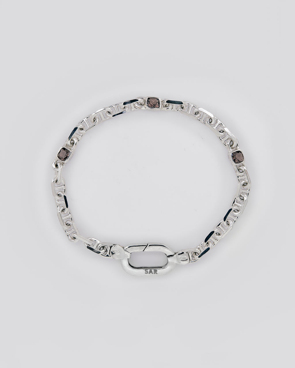 028 - STERLING SILVER BRACELET WITH SMOKY QUARTZ