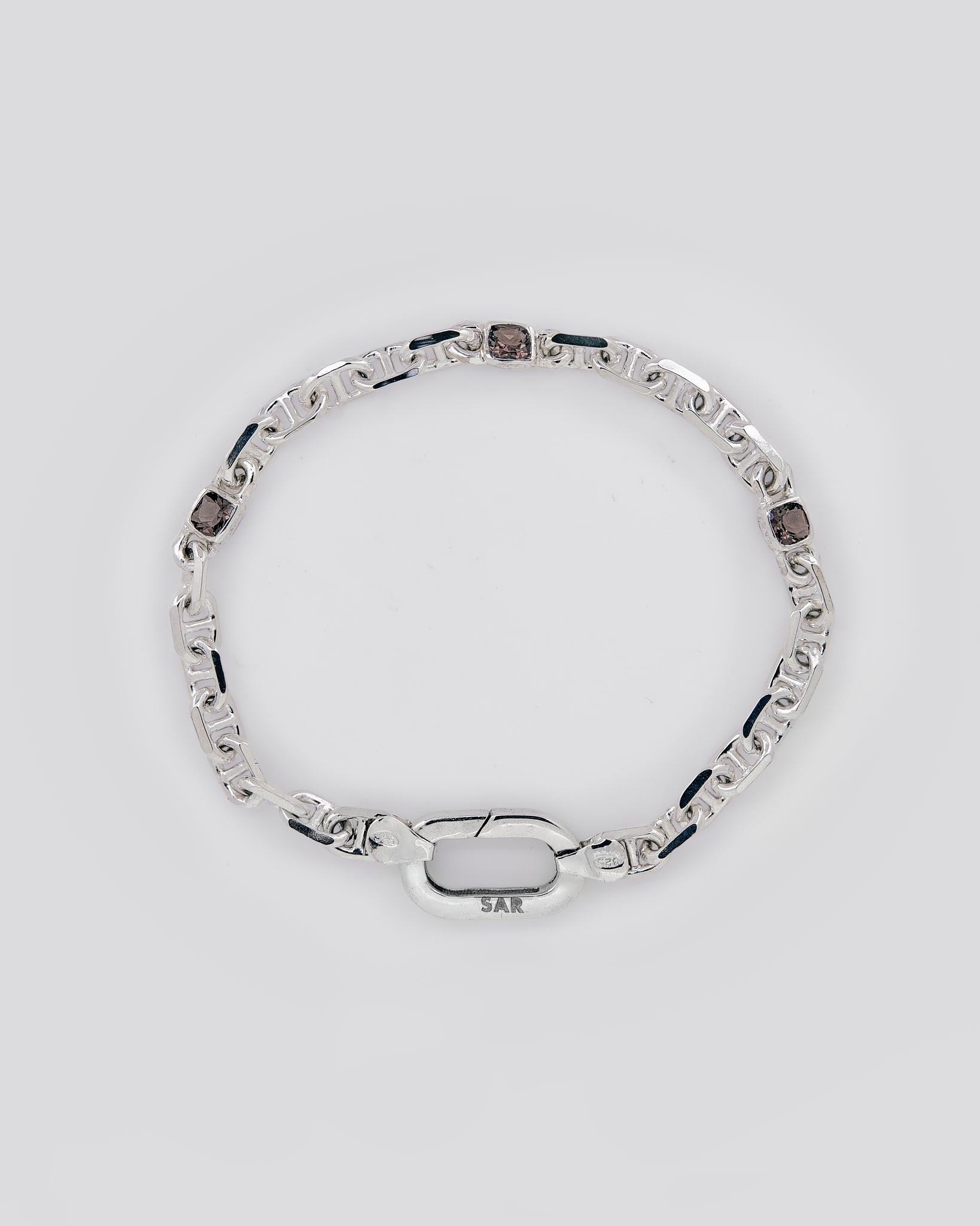 028 - STERLING SILVER BRACELET WITH SMOKY QUARTZ
