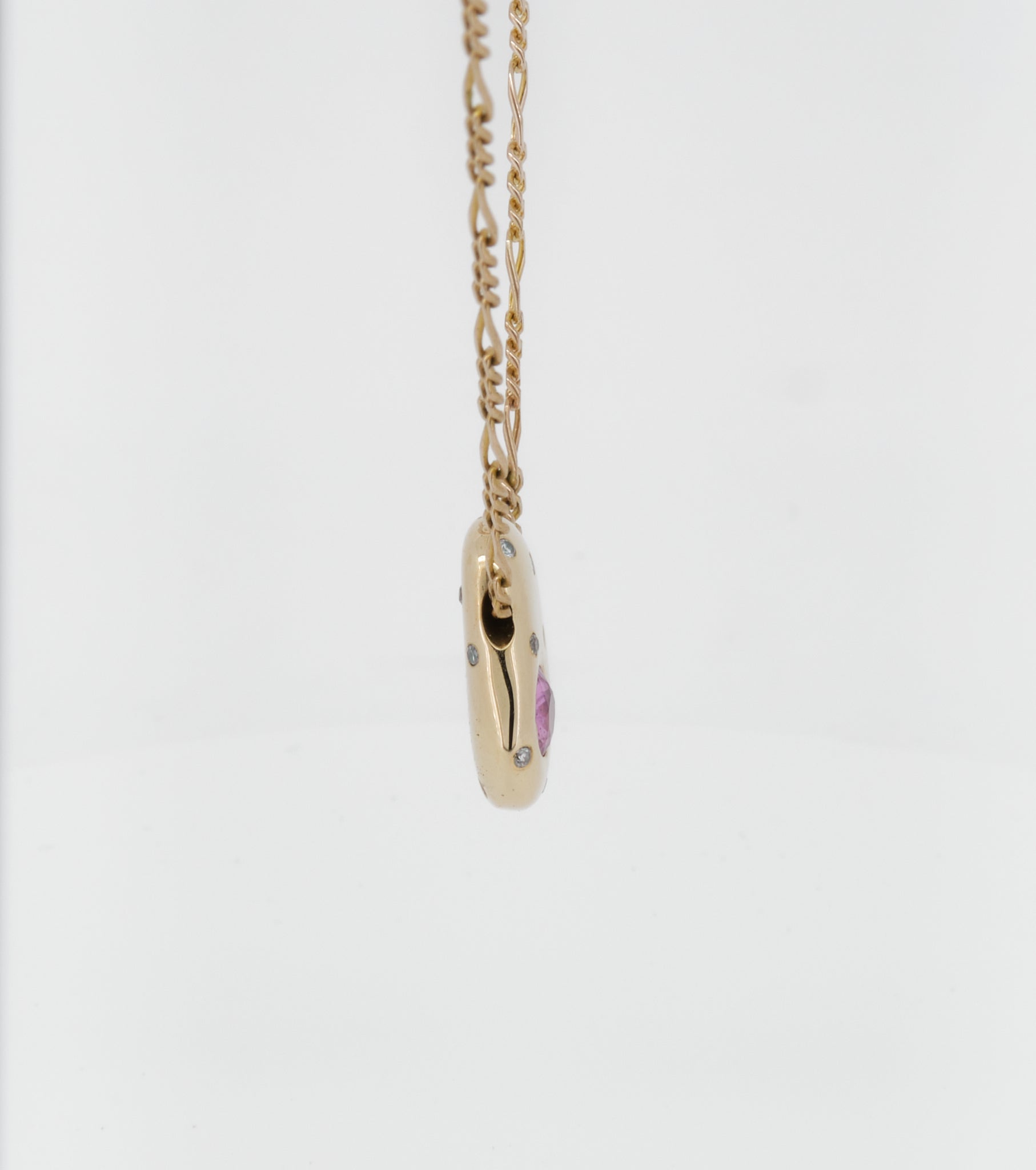 Sliding pendant with pink sapphire and white diamonds - Sar Jewellery
