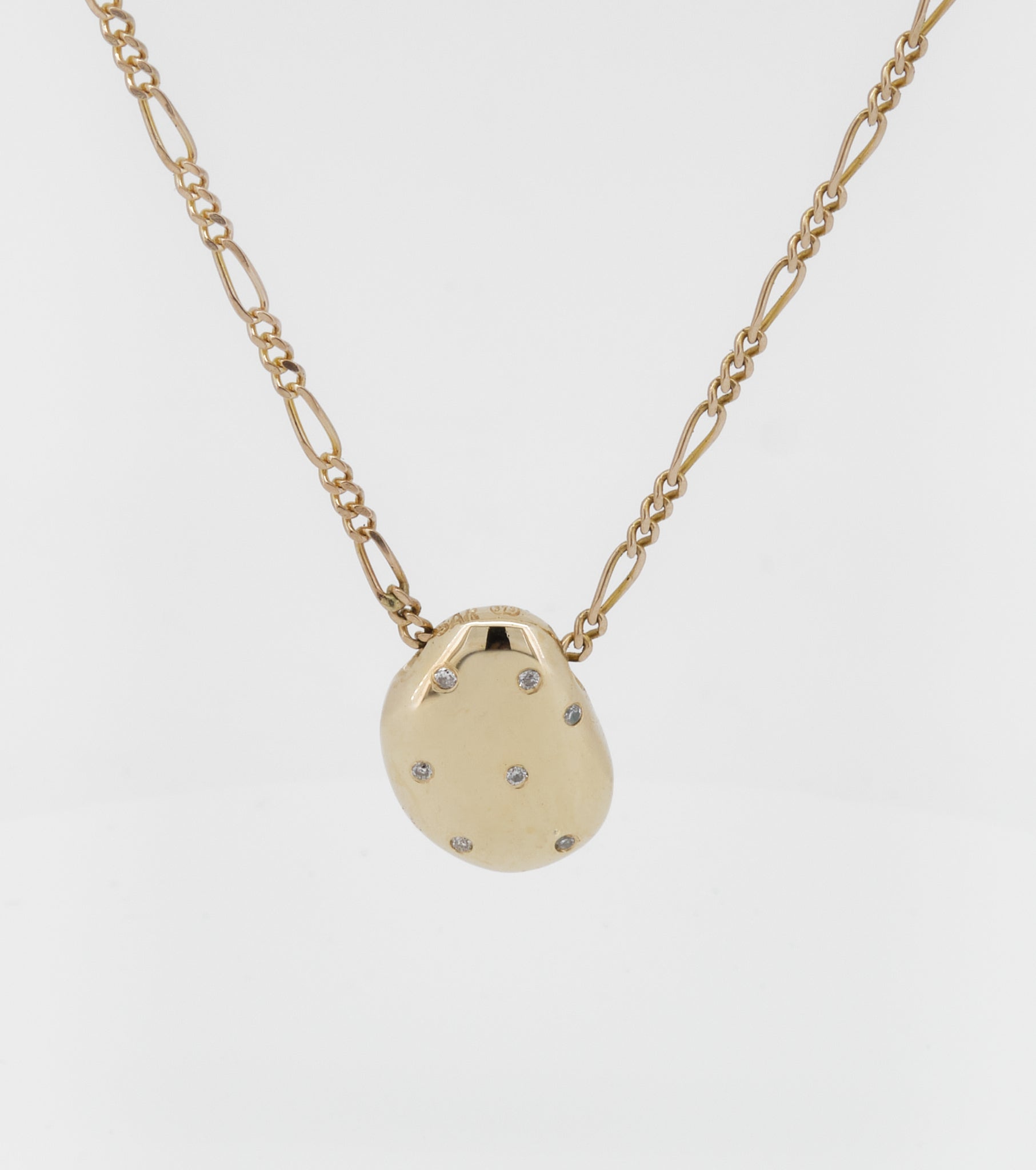 Sliding pendant with pink sapphire and white diamonds - Sar Jewellery