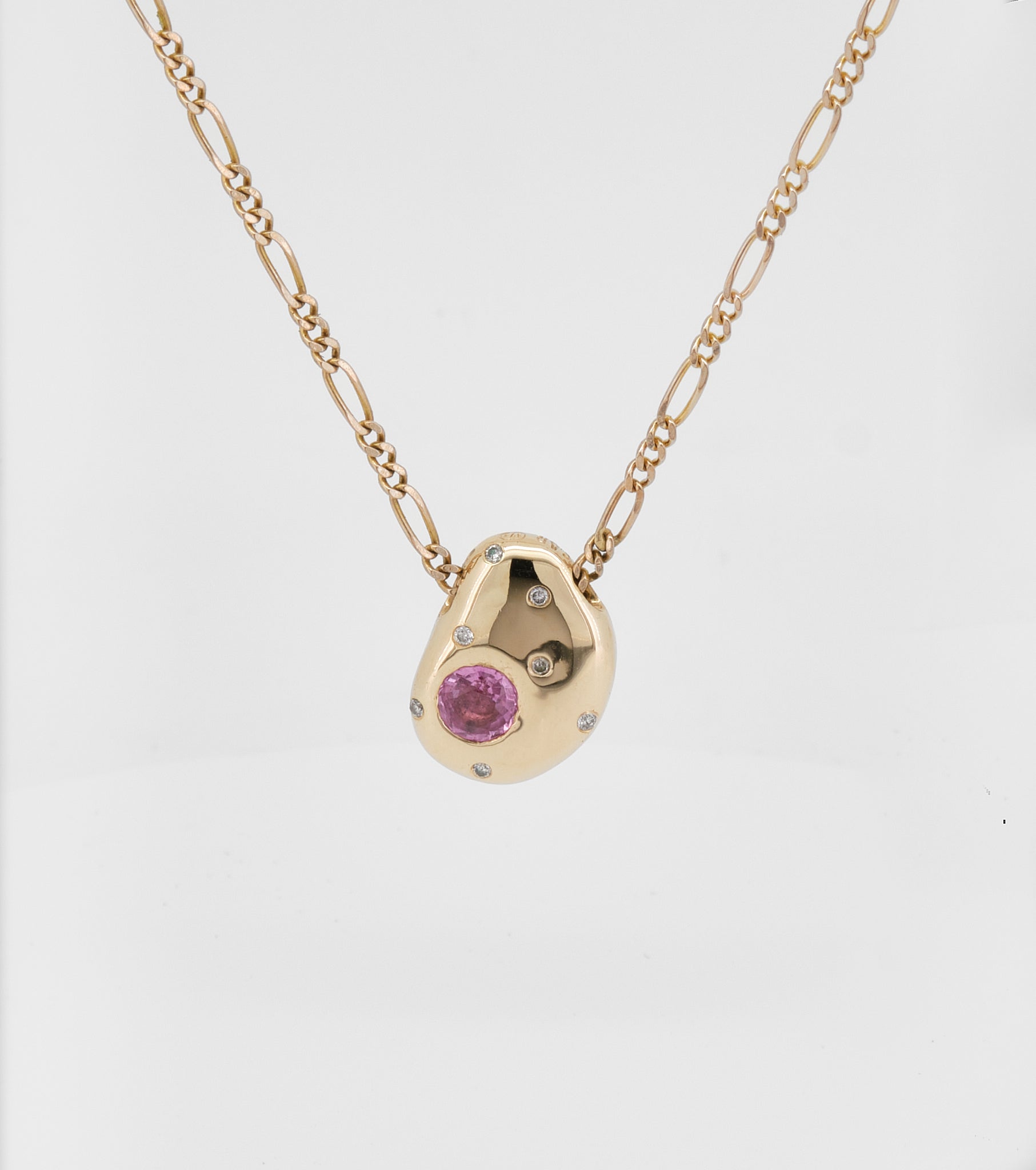 Sliding pendant with pink sapphire and white diamonds - Sar Jewellery