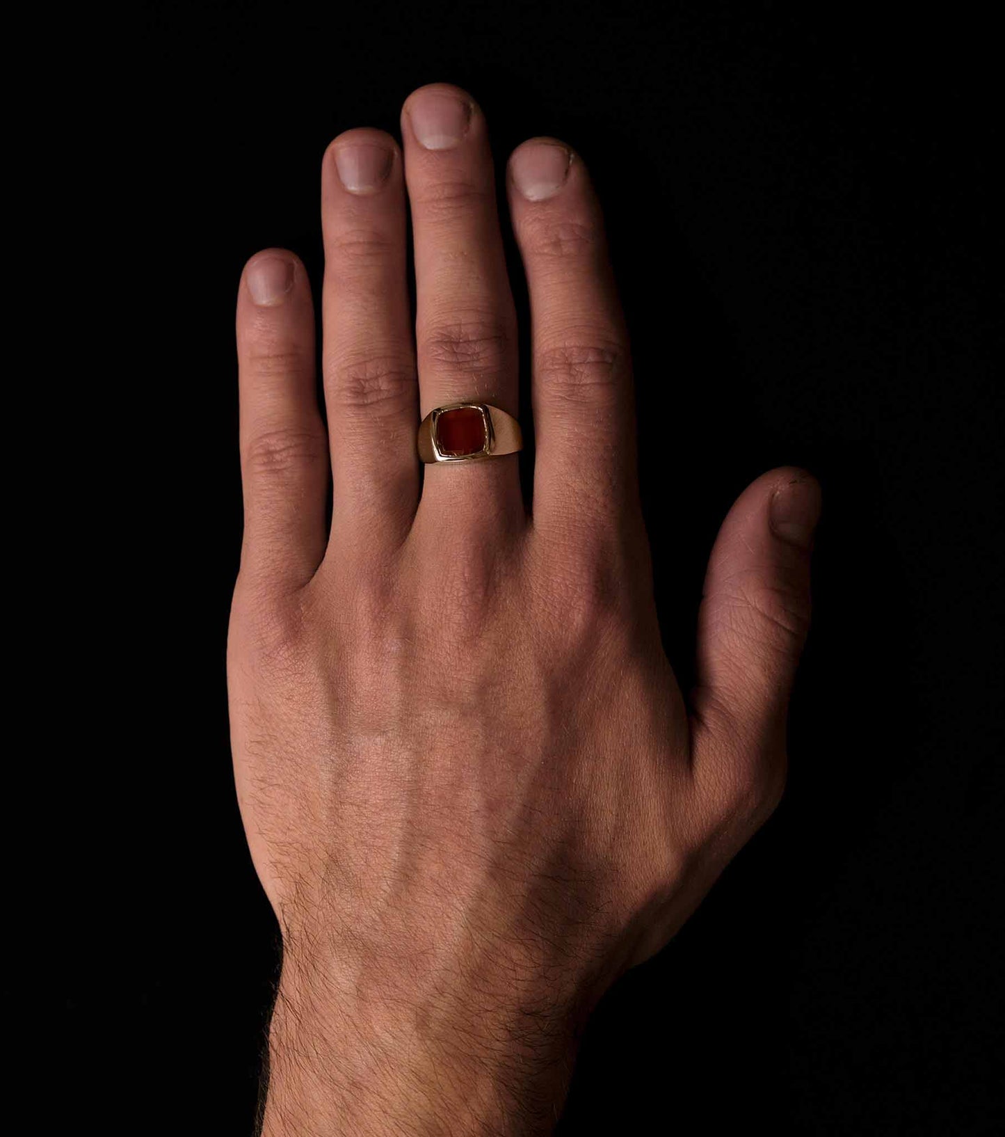 Beveled Carnelian Signet Ring - Sar Jewellery