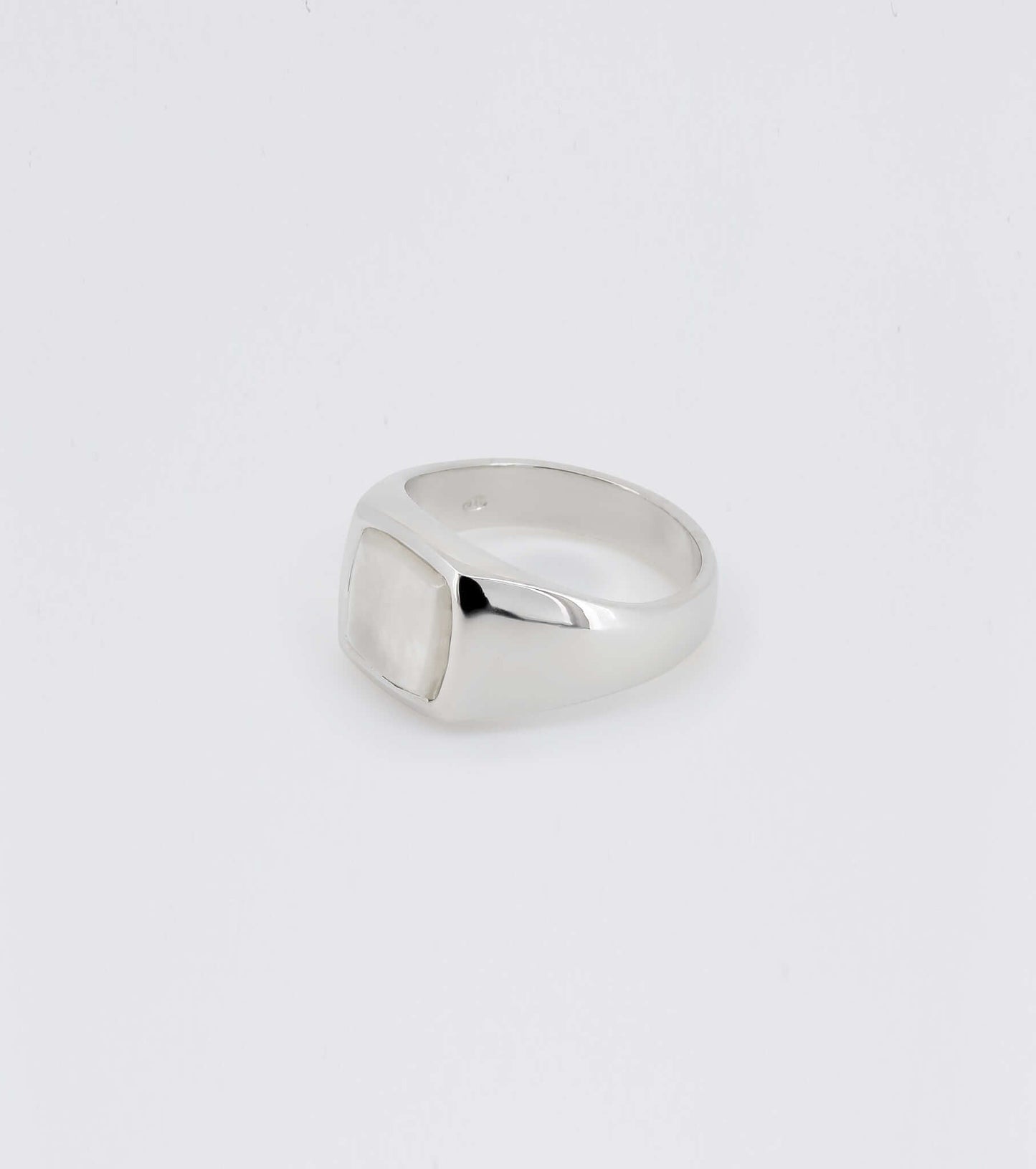 Beveled Mother of Pearl Signet Ring - Sar Jewellery