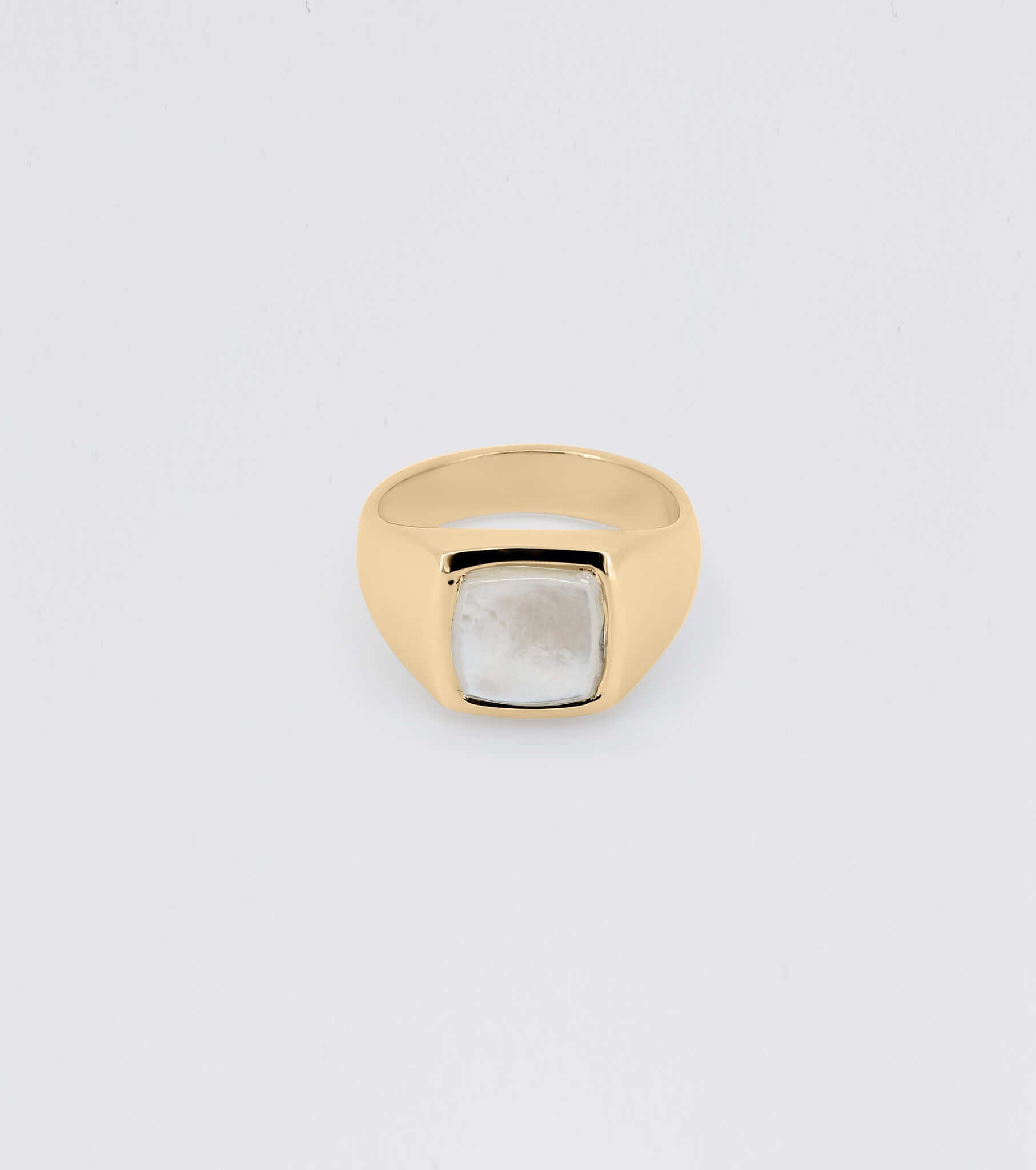 Beveled Mother of Pearl Signet Ring - Sar Jewellery