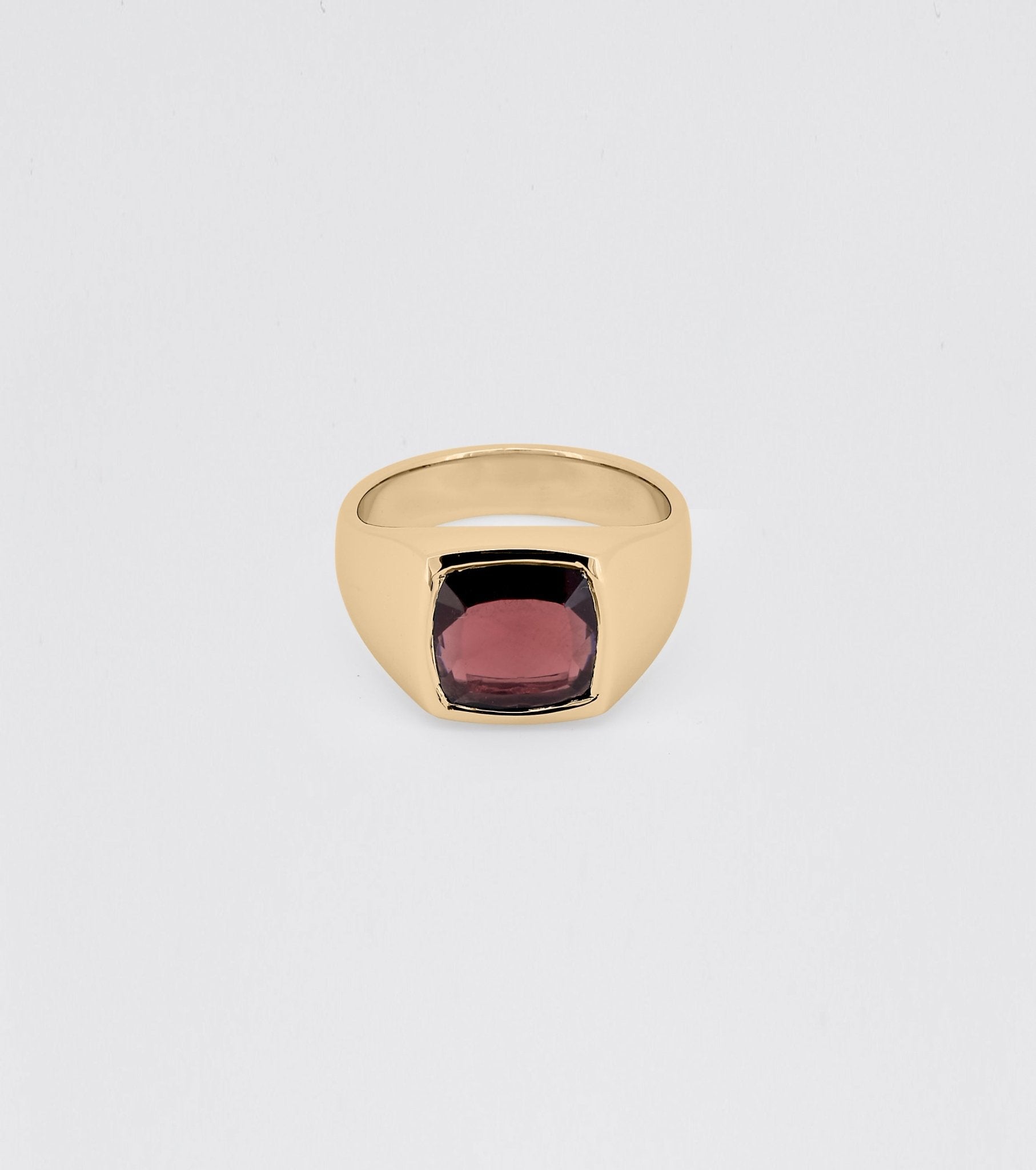 Gold Facet Garnet Signet Ring