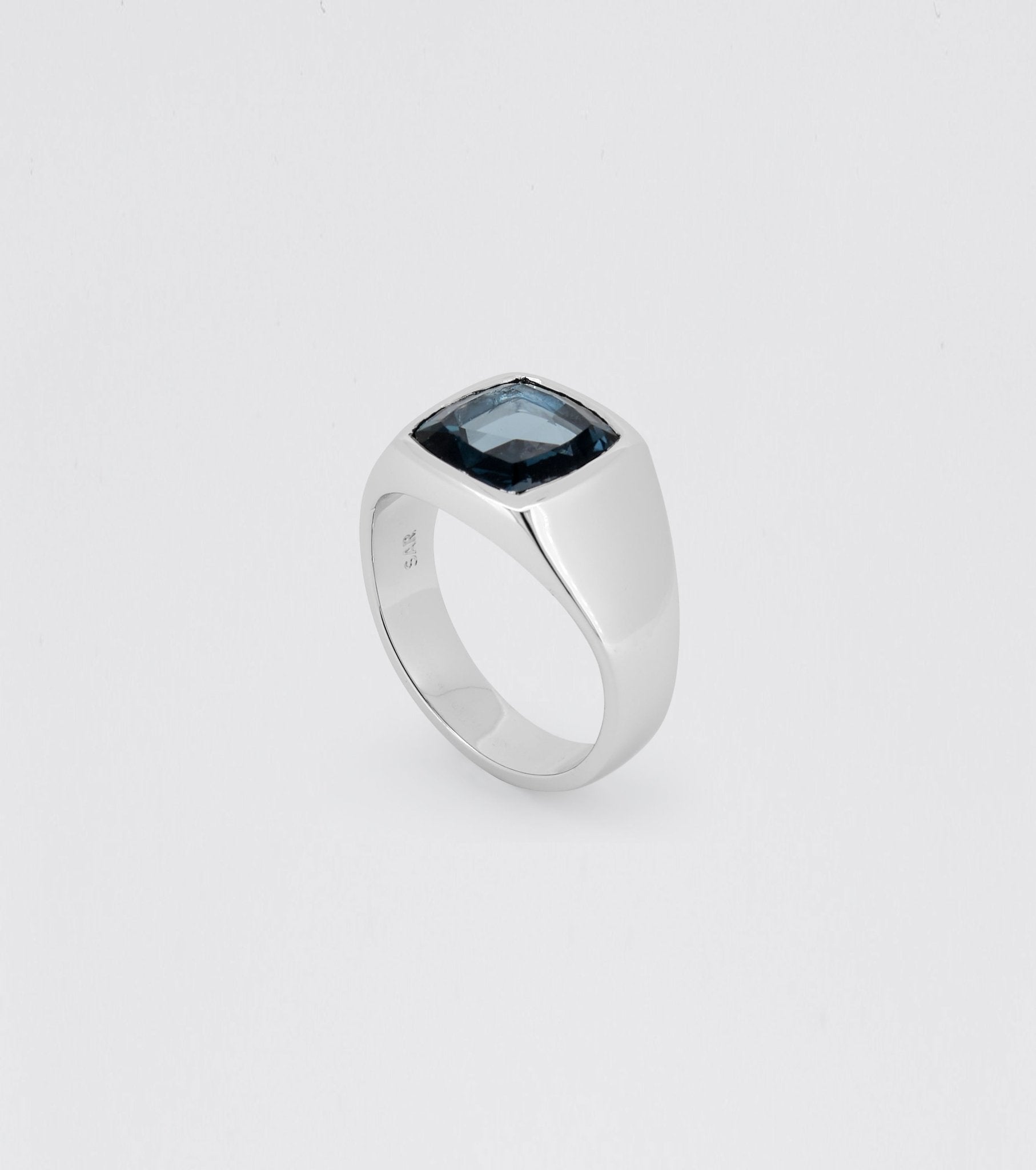 Gold Facet London Blue Topaz Signet Ring