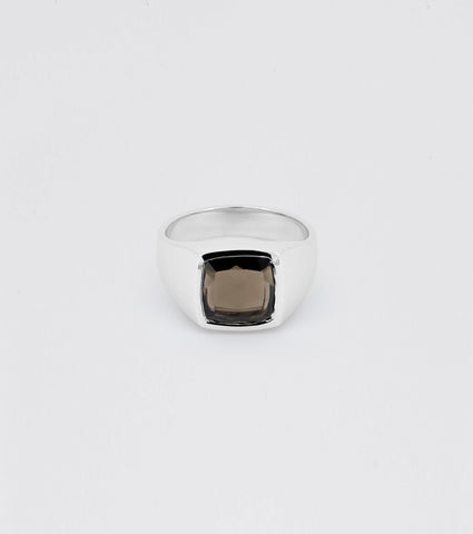 Facet Smokey Quartz Signet Ring - Sar Jewellery