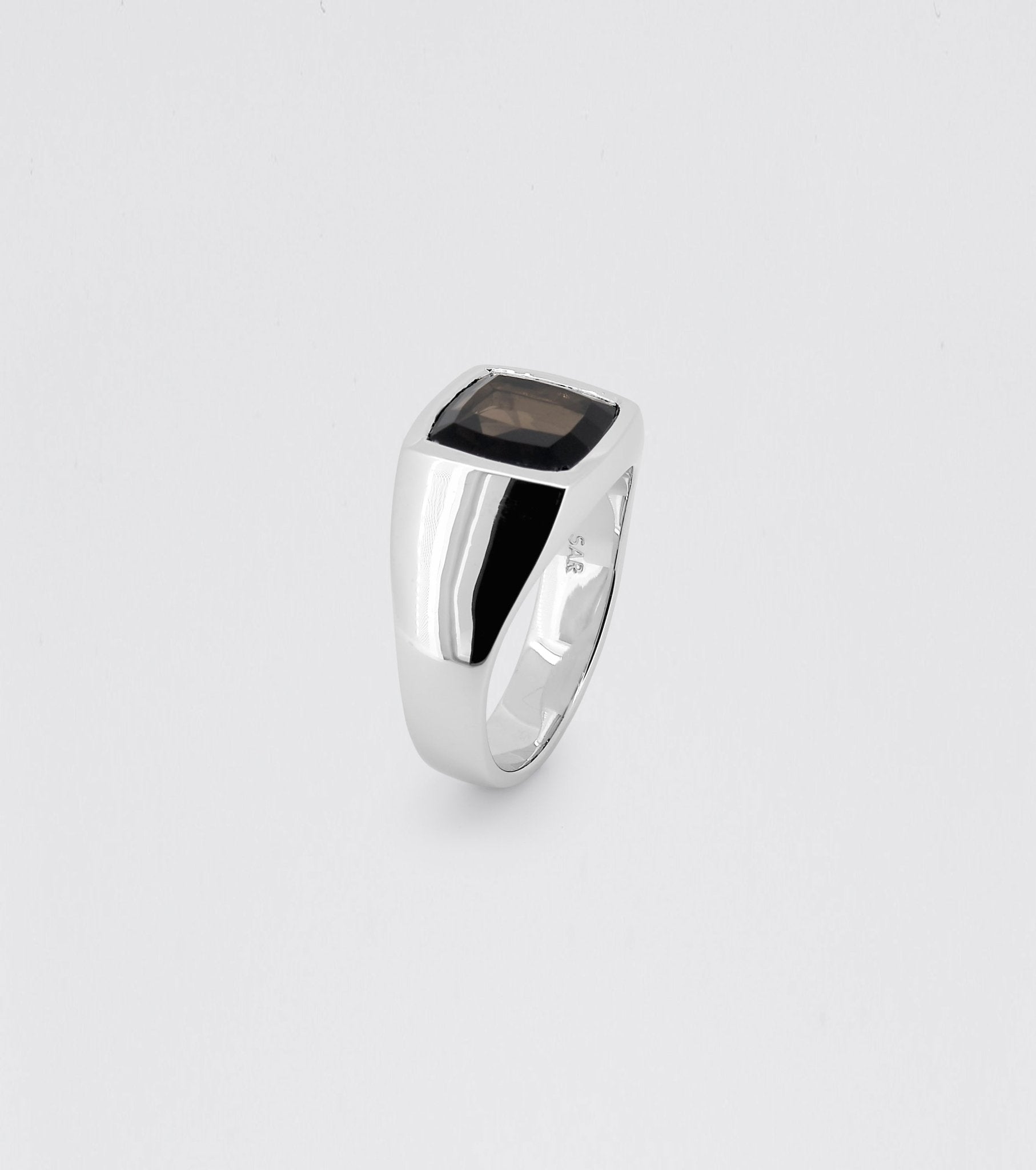 Facet Smokey Quartz Signet Ring