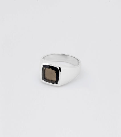 Facet Smokey Quartz Signet Ring - Sar Jewellery