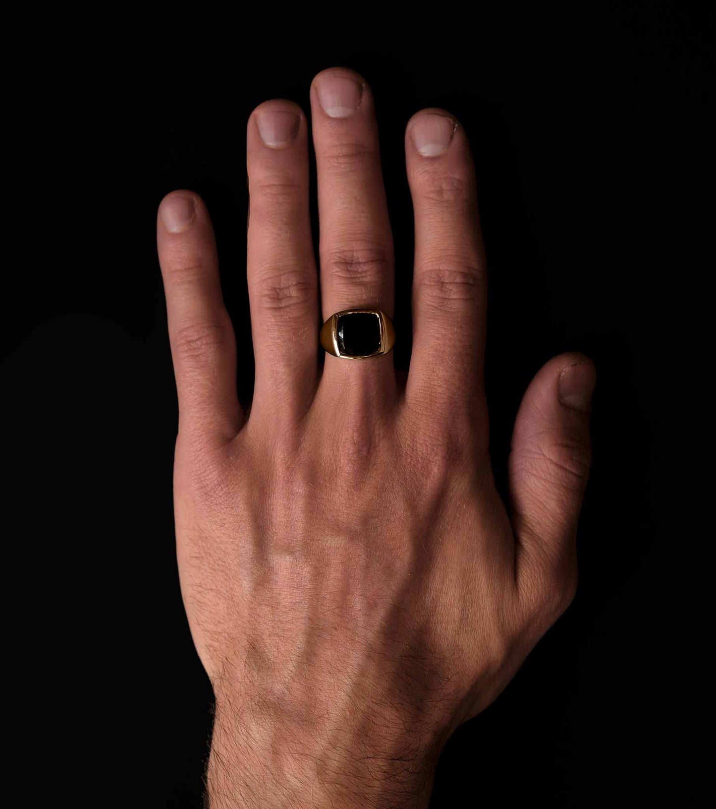 Large Beveled Onyx Signet Ring - Sar Jewellery
