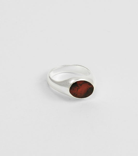 Oval Italic with red moss Agate - Sar Jewellery
